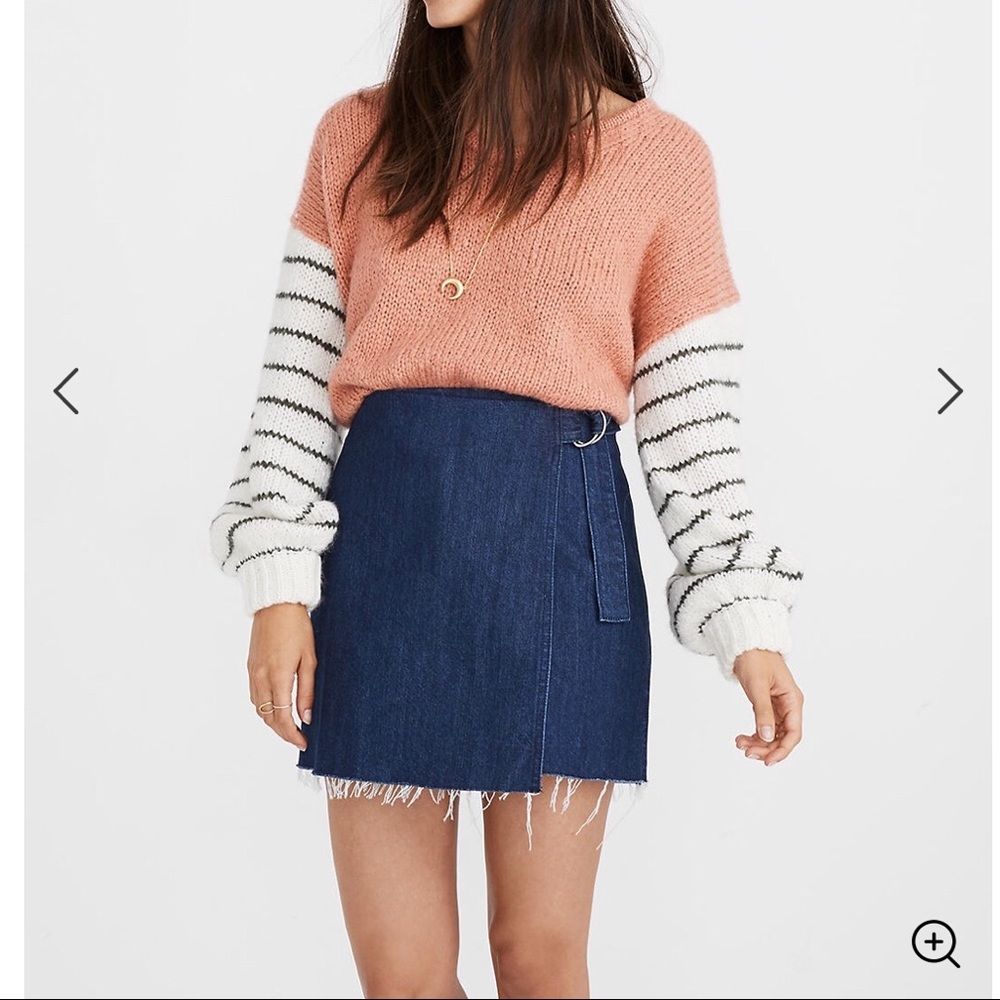 NWT Madewell Denim Raw-Hem Mini Wrap Skirt Sz 2